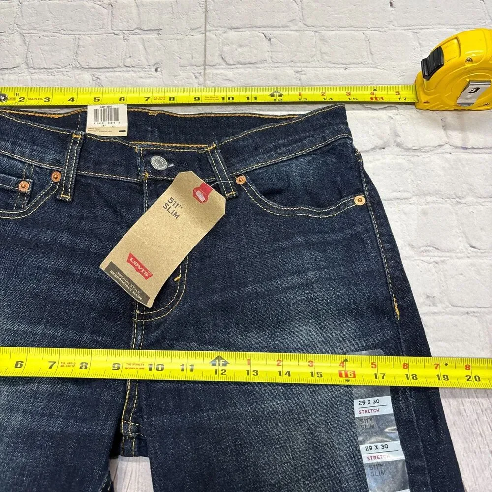 NWT Levi's 511 Slim Fit Jeans Men Size 29x30 Blue Denim Stretch D129 -7